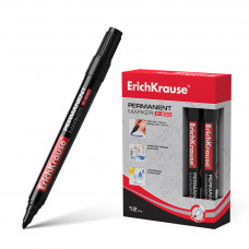 Перманентный маркер ErichKrause®  P-200, цвет чернил черный (в коробке по 12 шт.)