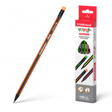 Чернографитный трехгранный карандаш с ластиком  ErichKrause® VIVO® HB (в тубусе по 42 шт.)
