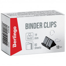 Зажимы для бумаг 19мм, Berlingo, 12шт., черные, картонная коробка Berlingo BC1219
