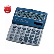Калькулятор карманный Citizen CTC-110WB, 10 разрядов, двойное питание, 63*106*14мм, серебристый Citizen CTC-110WB
