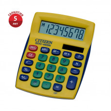 Калькулятор малый настольный Citizen SDC-450NYLCFS, 8 разрядов, двойное питание, 87*120*22мм, желтый Citizen SDC-450NYLCFS