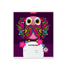 Тетрадь школьная ученическая ErichKrause® Flower Owl, 18 листов, линейка (в плёнке по 10 шт.)