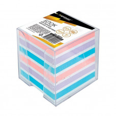Подставка для блок-кубиков inФОРМАТ с цветным блоком для записей 90х90х90 мм, прозрачная. inФОРМАТ NGB4-909090