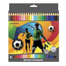 Карандаши цветные, серия «Футбол», 24 цвета, трехгранные. Schoolformat КЦ24-5ФБТ
