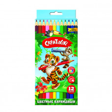 Набор цветных карандашей, Creativiki, 12 цветов, шестигранные, дерево. Creativiki КЦ12КР
