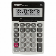 Калькулятор настольный металлический STAFF STF-2312 (175х107 мм), 12 разрядов, двойное питание,