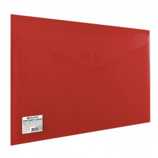 Папка-конверт с кнопкой BRAUBERG, А4, до 100 листов, непрозрачная, красная, СВЕРХПРОЧНАЯ 0,2 мм,
