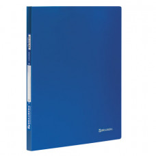 Папка с боковым металлическим прижимом BRAUBERG стандарт, синяя, до 100 листов, 0,6 мм,