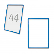Рамка POS для ценников, рекламы и объявлений А4, синяя, без защитного экрана, 