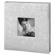 Фотоальбом BRAUBERG свадебный, 20 магнитных листов 30х32 см, обложка под фактурную кожу, на кольцах, серебристый,