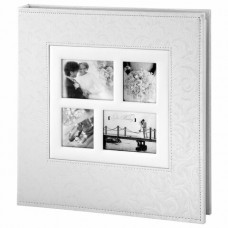 Фотоальбом BRAUBERG свадебный, 20 магнитных листов 30х32 см, обложка под фактурную кожу, на кольцах, белый,