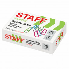 Скрепки STAFF «Manager», 28 мм, цветные, 70 шт., в картонной коробке, Россия, 