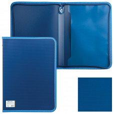 Папка на молнии пластиковая BRAUBERG «Contract», А4, 335×242 мм, внутренний карман, синяя, 