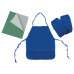 Набор для уроков труда ПИФАГОР: клеёнка ПВХ зеленая, 69х40 см, фартук и нарукавники синие,