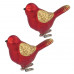 Украшения елочные ЗОЛОТАЯ СКАЗКА «Птичка», НАБОР 2 шт., пластик, 11 см, цвет красный с золотыми крыльями, 