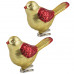 Украшения елочные ЗОЛОТАЯ СКАЗКА «Птичка», НАБОР 2 шт., пластик, 11 см, цвет золотистый с красными крыльями, 