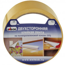 Клейкая лента двусторонняя Unibob, 38мм*10м, полипропилен, инд. упаковка Unibob 38566