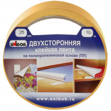 Клейкая лента двусторонняя Unibob, 25мм*10м, полипропилен, инд. упаковка Unibob 38915