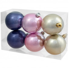 Набор пластиковых шаров 6шт, 60мм, белый/розовый/фиолетовый, пластиковая упаковка Феникс Презент 80661