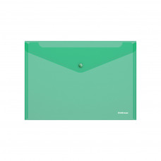 Папка-конверт на кнопке пластиковая  ErichKrause® Classic, полупрозрачная, A4, зеленый (в пакете по 12 шт.)