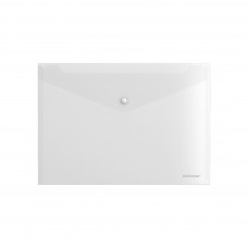 Папка-конверт на кнопке пластиковая ErichKrause® Glossy Clear с цветной кнопкой, A4, прозрачный (в пакете по 12 шт.)