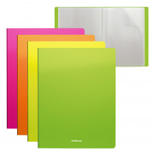 Папка файловая пластиковая ErichKrause® Diagonal Neon, c 20 карманами, A4, ассорти (в пакете по 4 шт.)